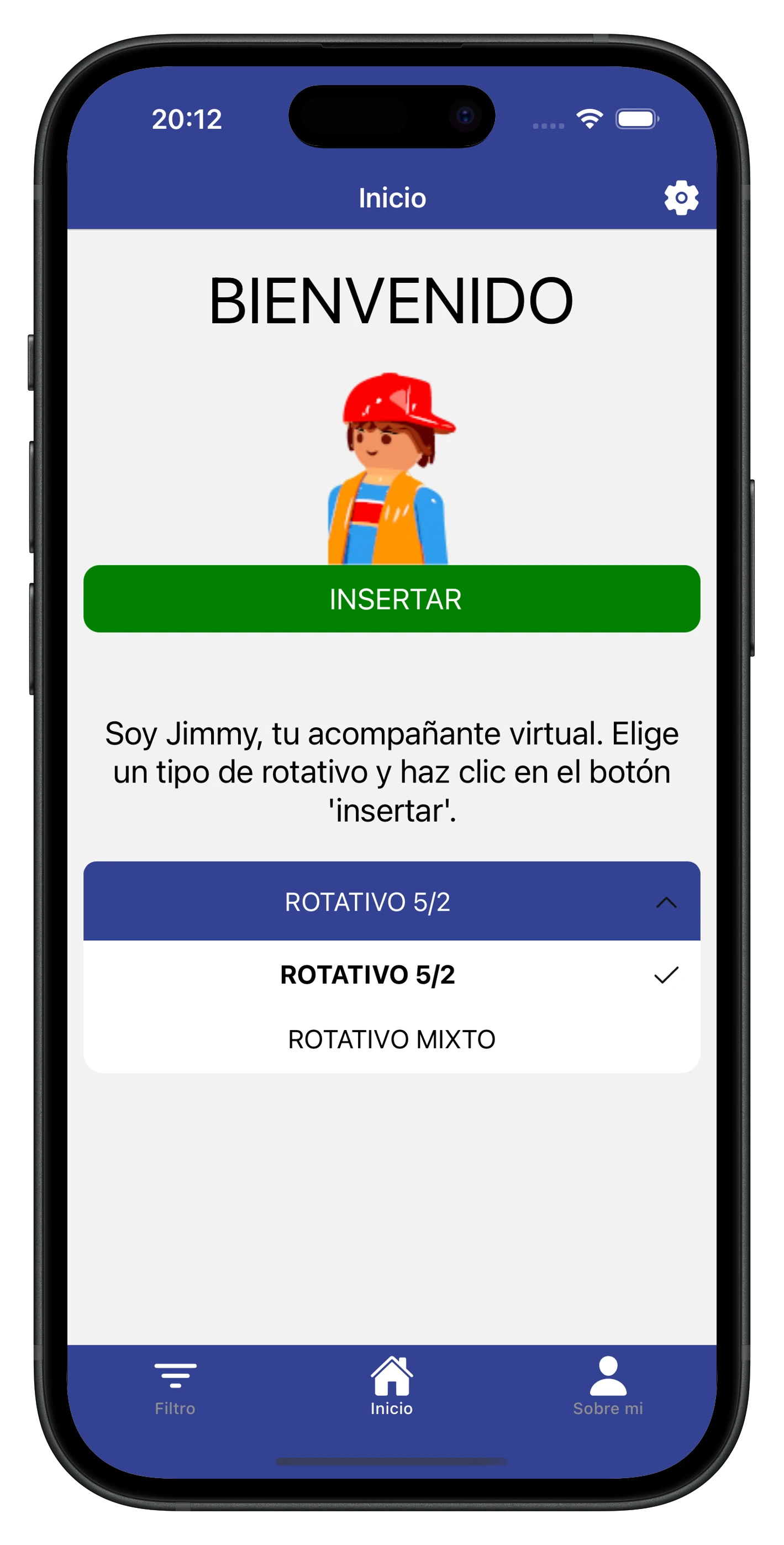 Jimmy presentado la app e instando a que elijas que rotativo insertar