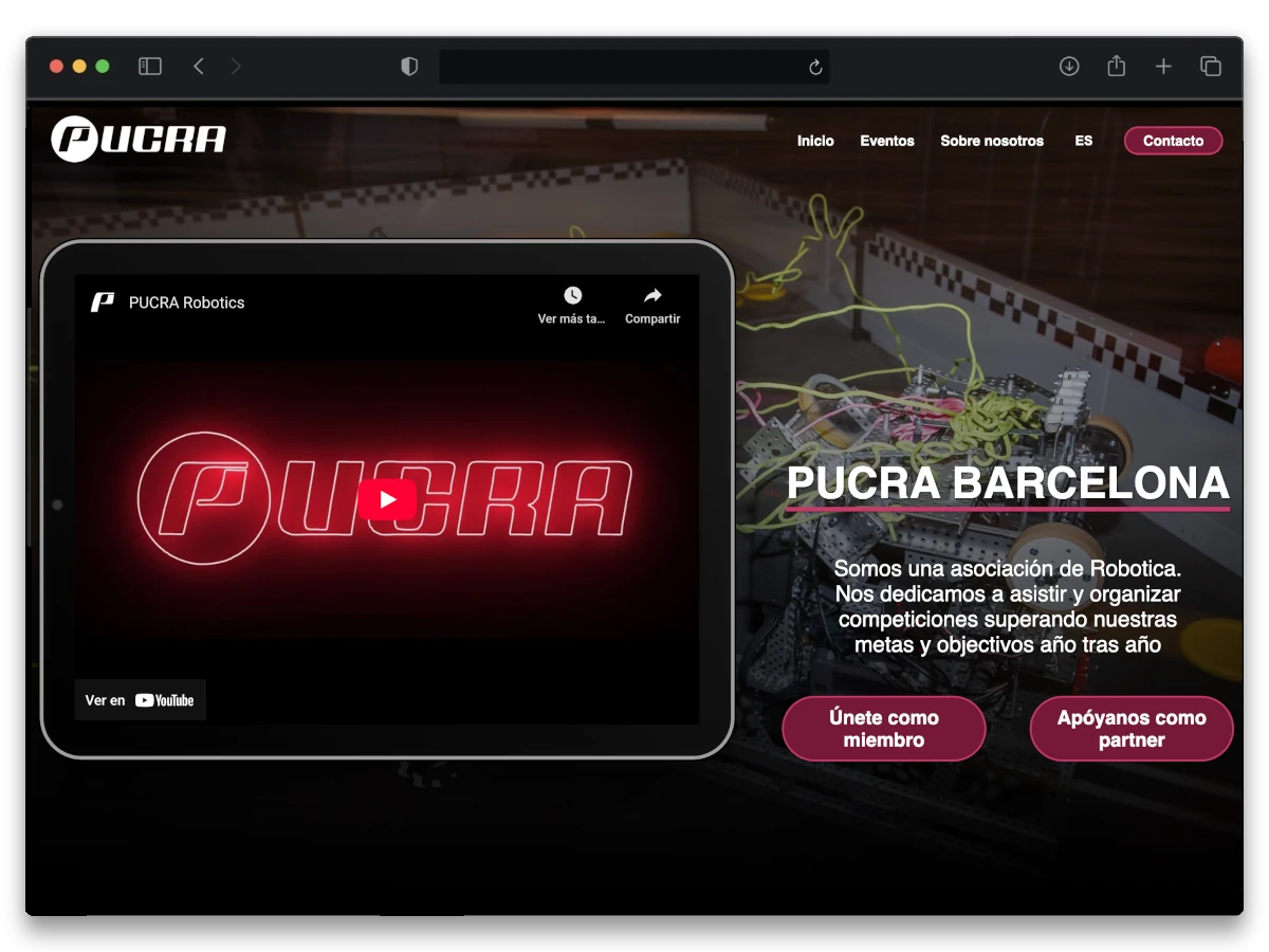 Web de la asociación de robótica PUCRA.
